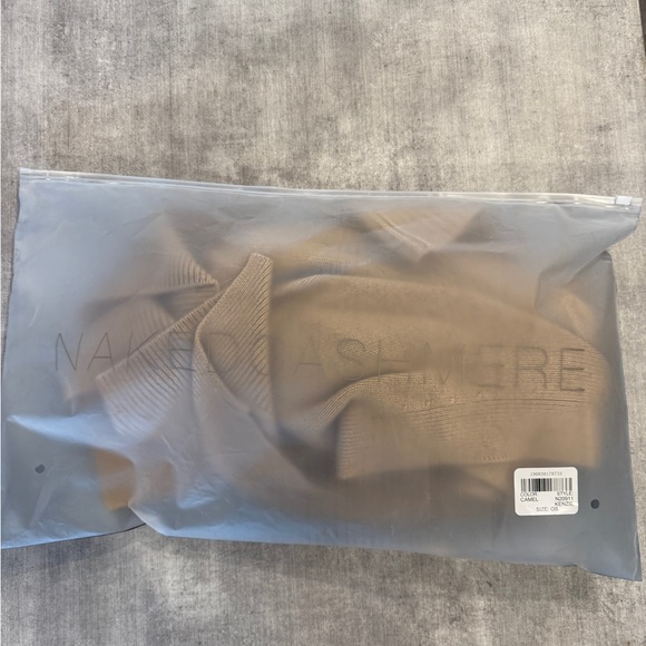 Naked Cashmere Kenzie Cowl-Turtleneck Poncho – Camel, One Size | 100% Cashmere - Picture 11 of 12